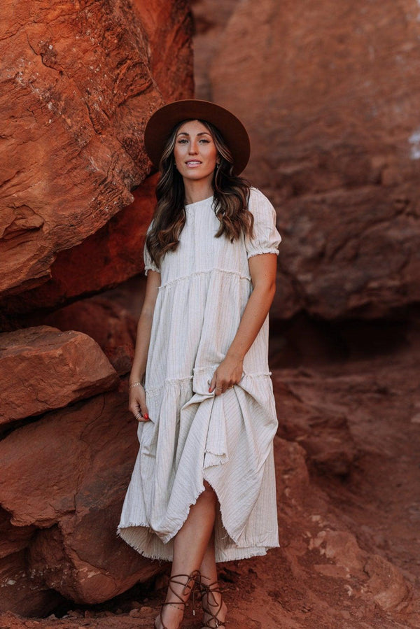 ilia-cotton-midi-dress-in-taupe Fehrnvi - Sophia's Style-Ilia Cotton Midi Dress In Taupe-S--1